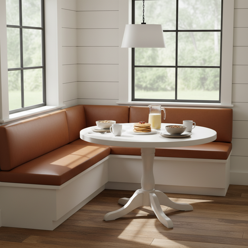 Cozy bay window cushion in soft pastel colors, inviting a sense of tranquility