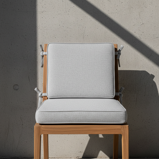 Navy cushion storage bench in a modern living room setting