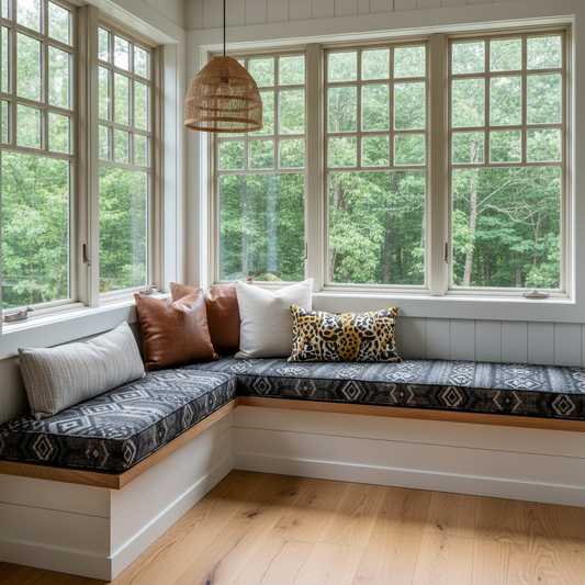 Custom Couch Seat Cushions featuring a soft fabric and vibrant colors perfect for enhancing any living space.