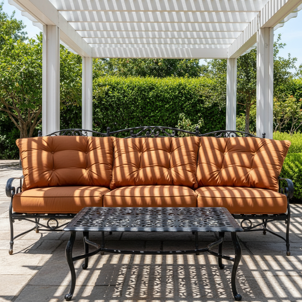 Customized Outdoor Patio Furniture Cushions in vibrant colors, highlighting their comfort and outdoor suitability.