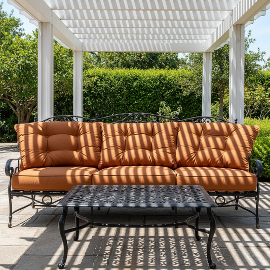 Customized Outdoor Patio Furniture Cushions in vibrant colors, highlighting their comfort and outdoor suitability.
