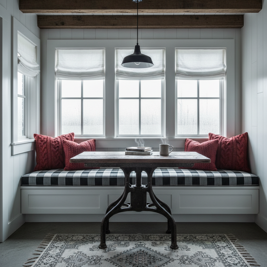 Deep cushion couch in a luxurious emerald green color, styled in an inviting living room with warm lighting.