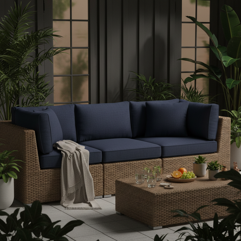 Outdoor Furniture Cushion Covers With Zippers displayed in a bright garden setting, highlighting their vibrant colors and durable fabric.