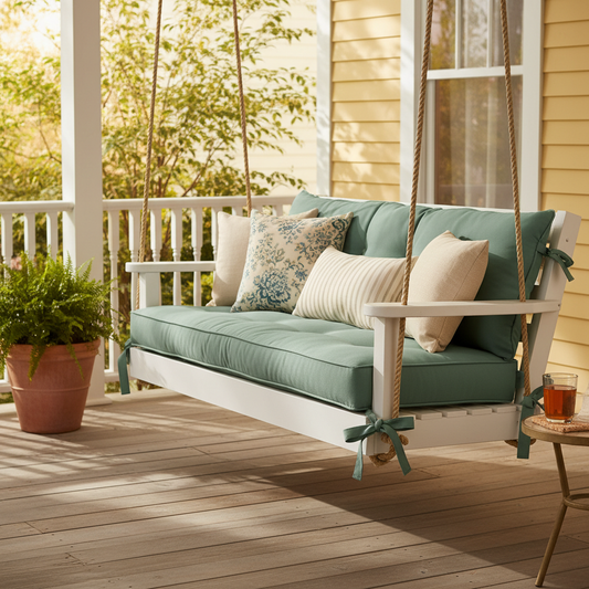 Deep purple seat cushions arranged on a stylish living room sofa