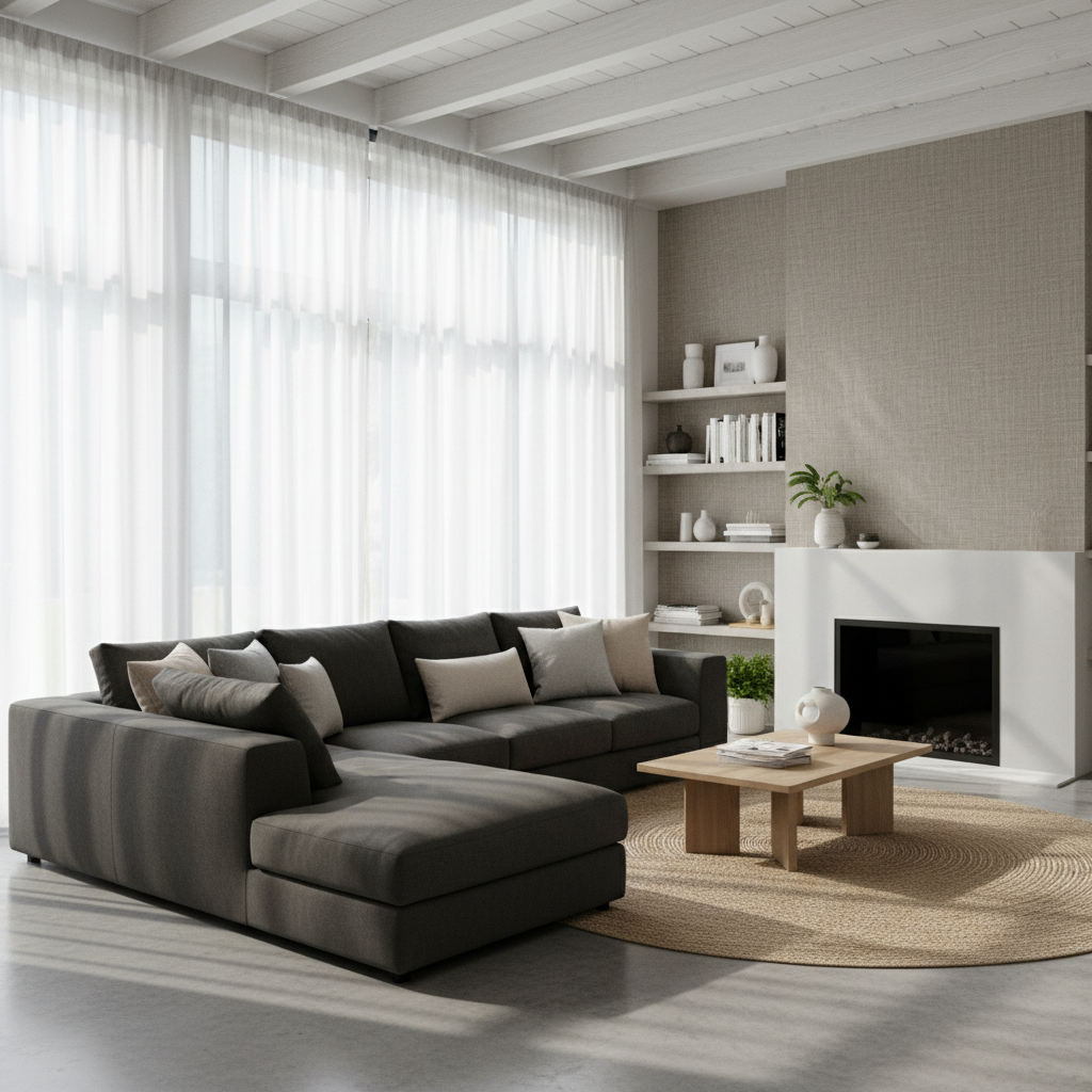 Cozy living room featuring Tibetan floor cushions in earthy tones and intricate patterns.