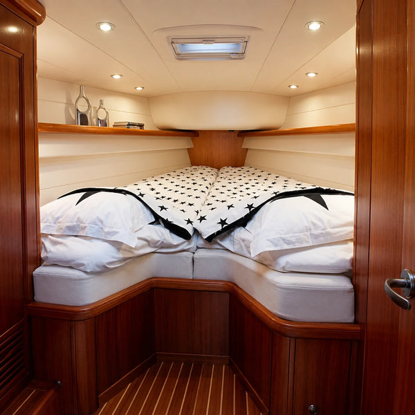 V-berth boat cushions – custom size marine fabric and foam for sailboat berth