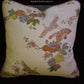 Embroidered silk satin pillow cream Chinese crane no insert variant