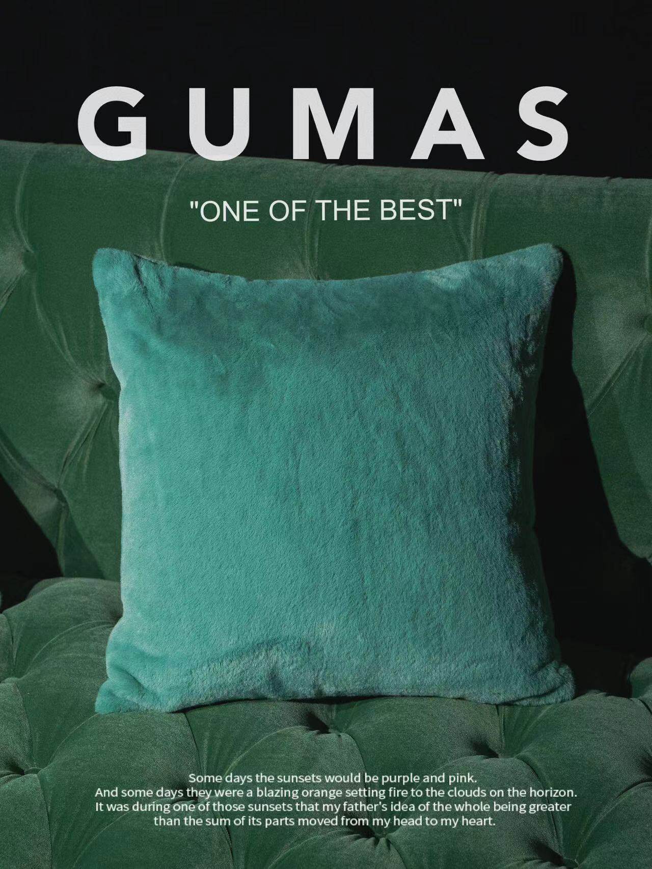 Teal faux fur pillow with insert 45x45cm