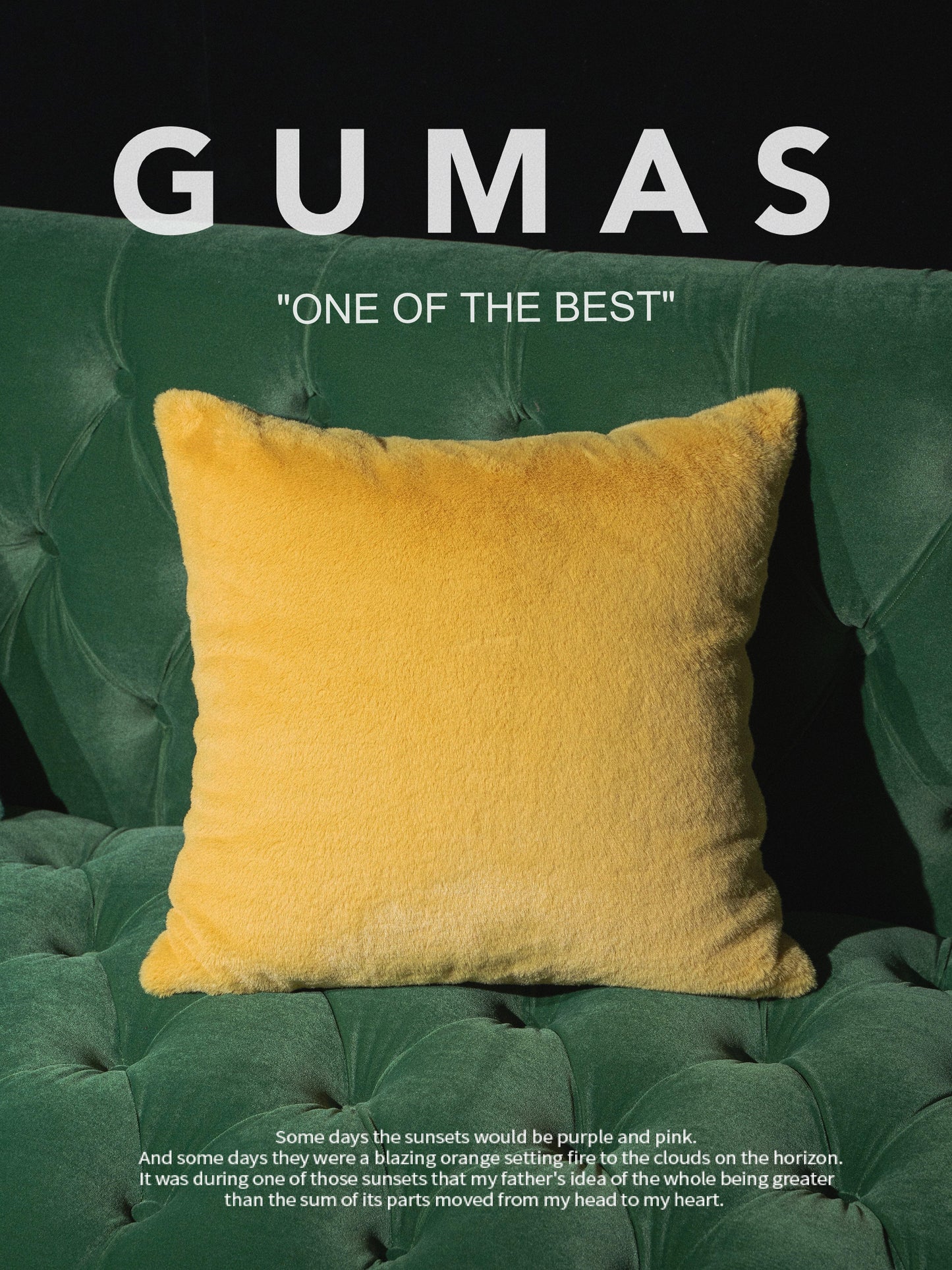 Yellow faux fur pillow with insert 45x45cm