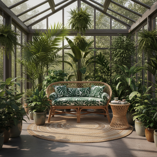 Soft sage green 48x14 bench cushion in a serene reading nook