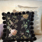 Monet Garden black chenille square pillow with pom-pom trim with insert 55x55cm