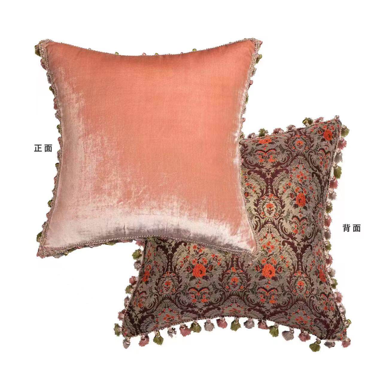Purple embroidered tiger pillow blush pink with insert variant