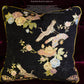 Embroidered silk satin pillow black Chinese crane with insert variant