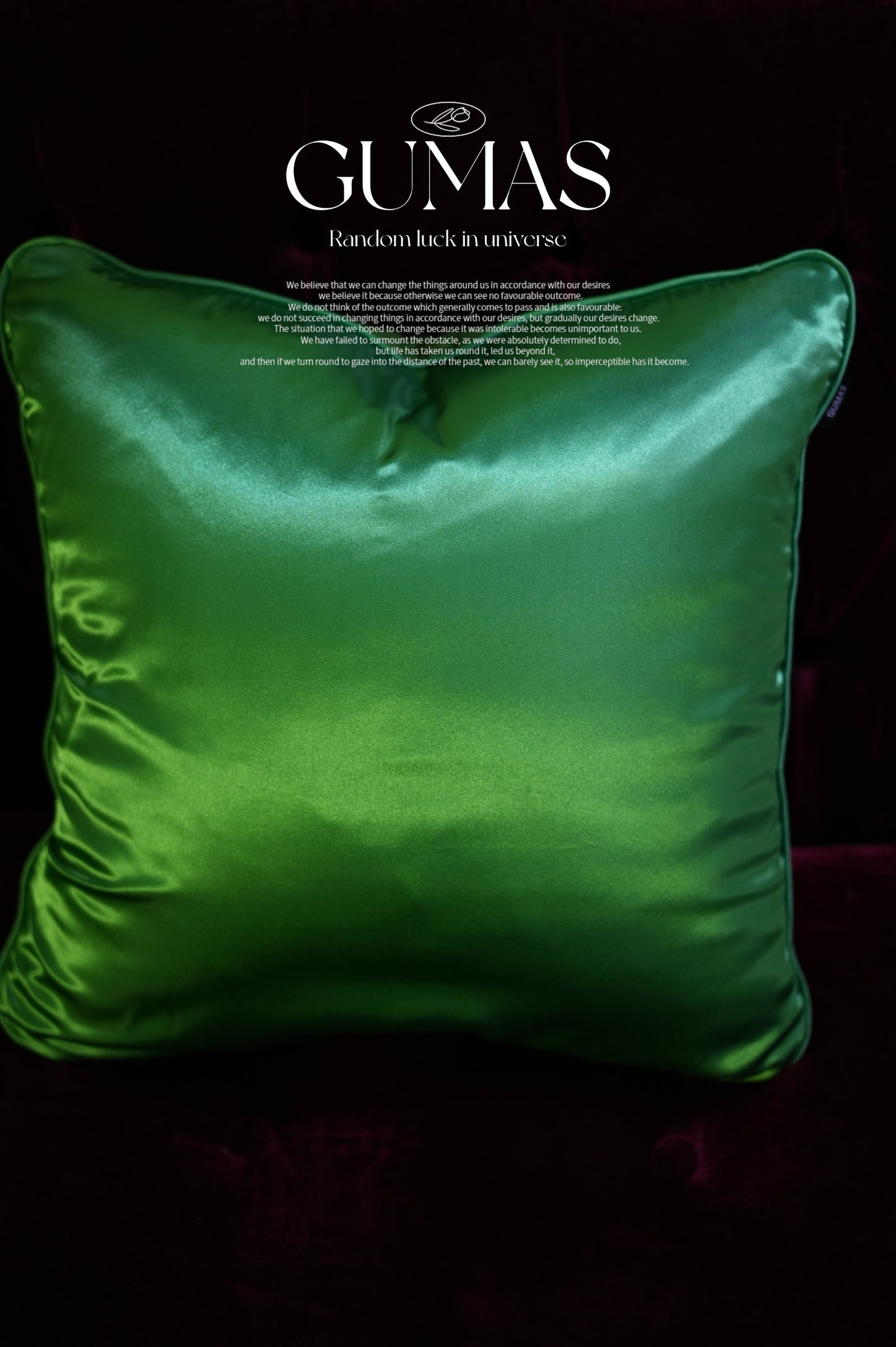 Embroidered silk satin pillow lime green no insert variant