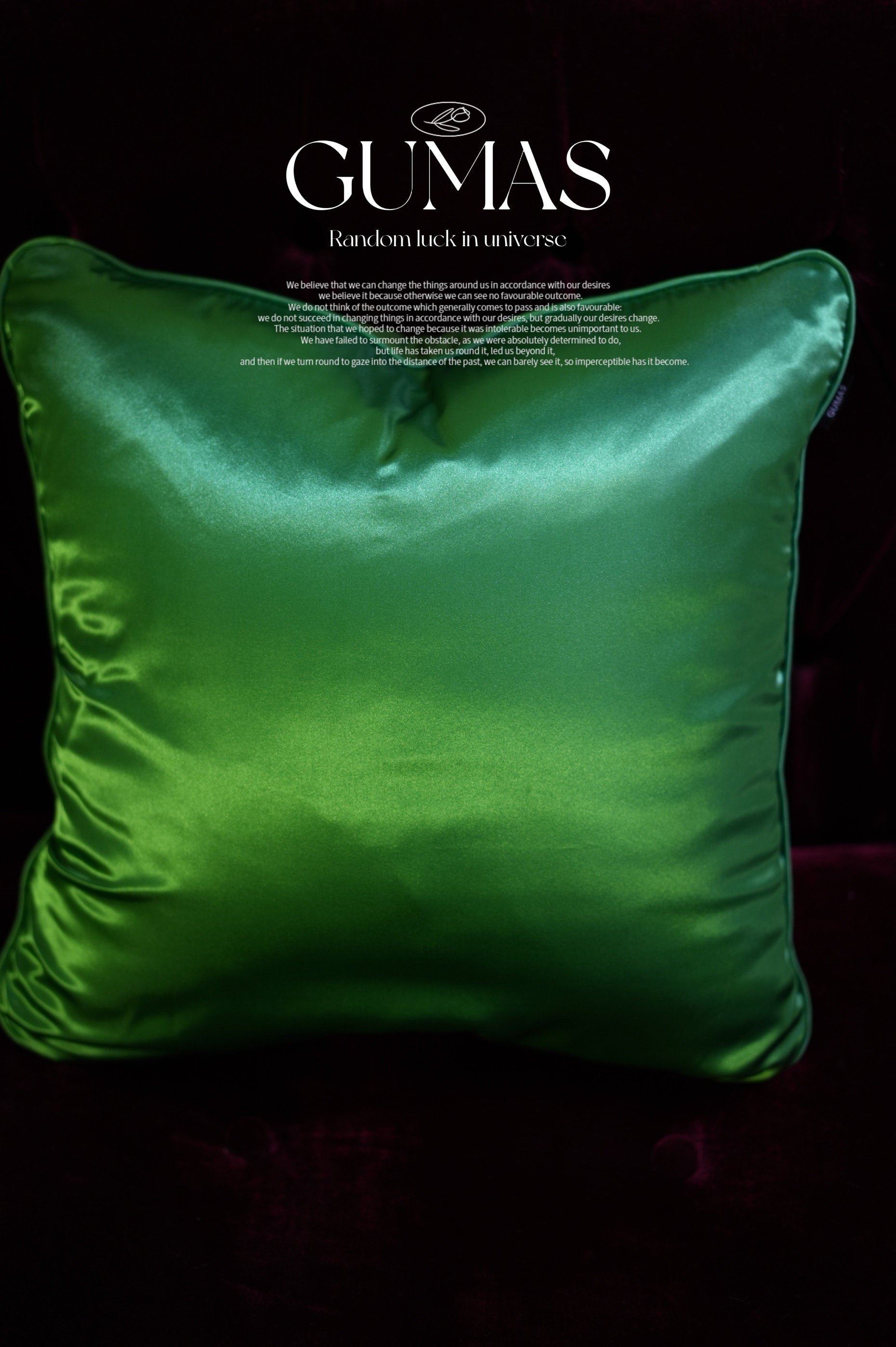 Embroidered silk satin pillow lime green no insert variant