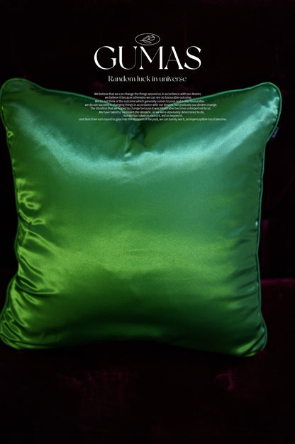 Embroidered silk satin pillow lime green no insert variant