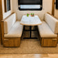 Beige replacement RV dinette cushions for camper booth seats
