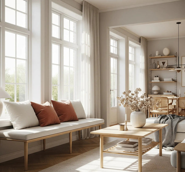 Custom rectangle cushion in living room – indoor seat pad tailored to exact dimensions