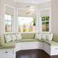Custom green bay window bench cushions for breakfast nook seating
