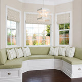 Custom green bay window bench cushions for breakfast nook seating