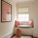 Custom round window seat cushion for a small reading nook