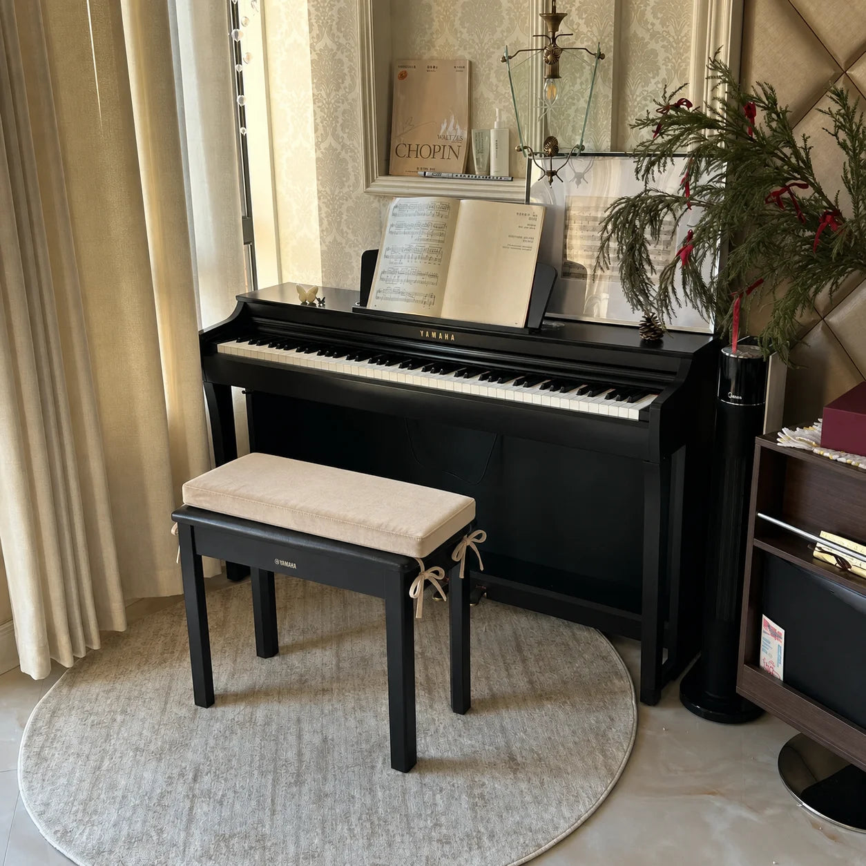 Piano bench cushion replacement – custom size upholstery fabric for piano stool