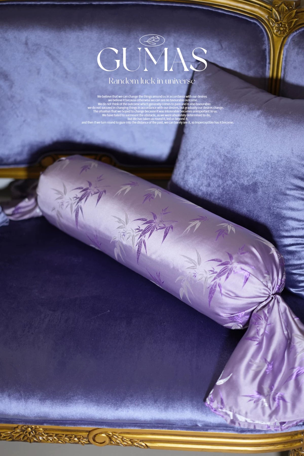 lilac purple bamboo satin bolster candy pillow chinoiserie