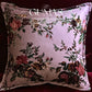 French vintage floral velvet throw pillow in mauve with roses 18x18