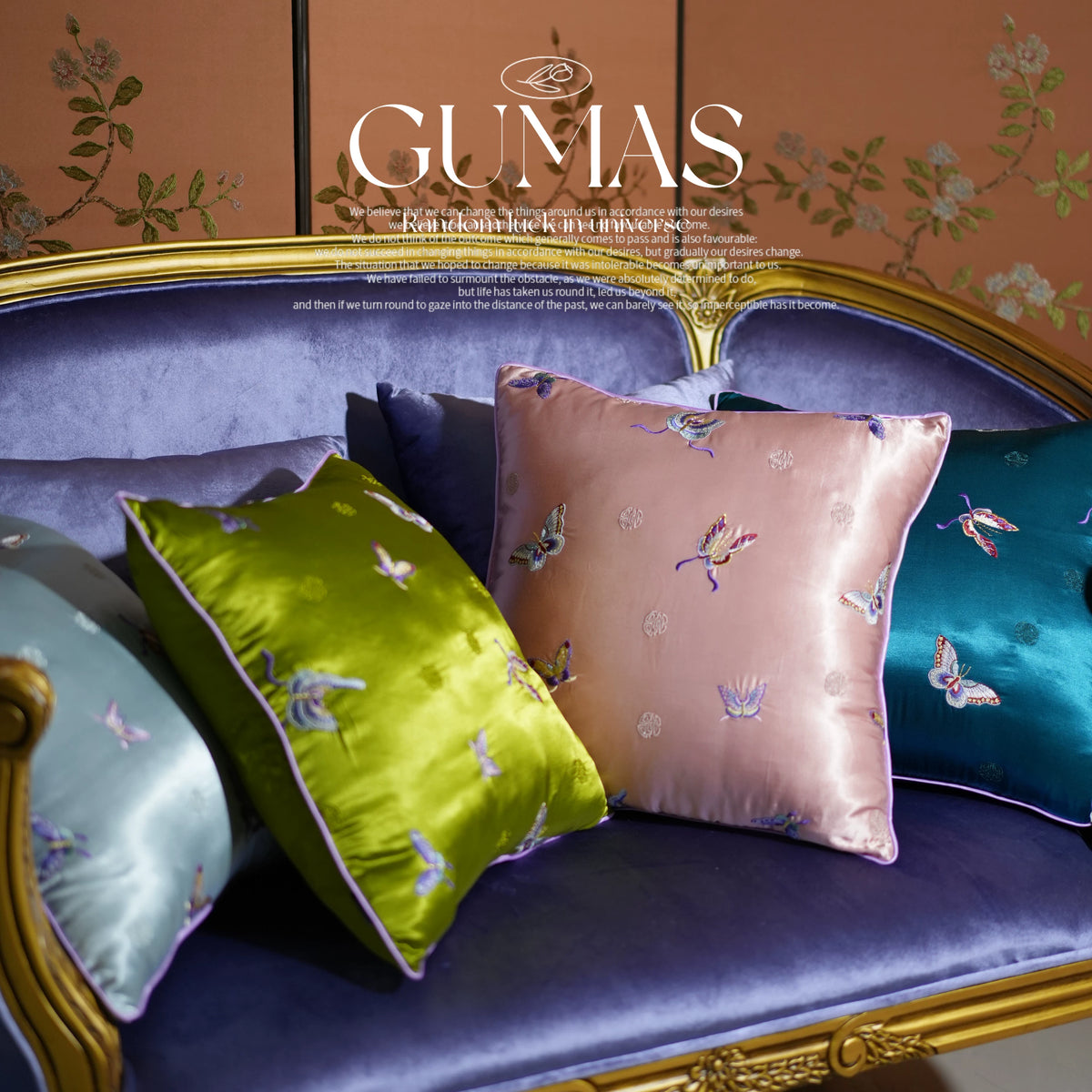 embroidered butterfly silk satin pillow new chinoiserie