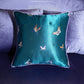 blue butterfly embroidered silk throw pillow