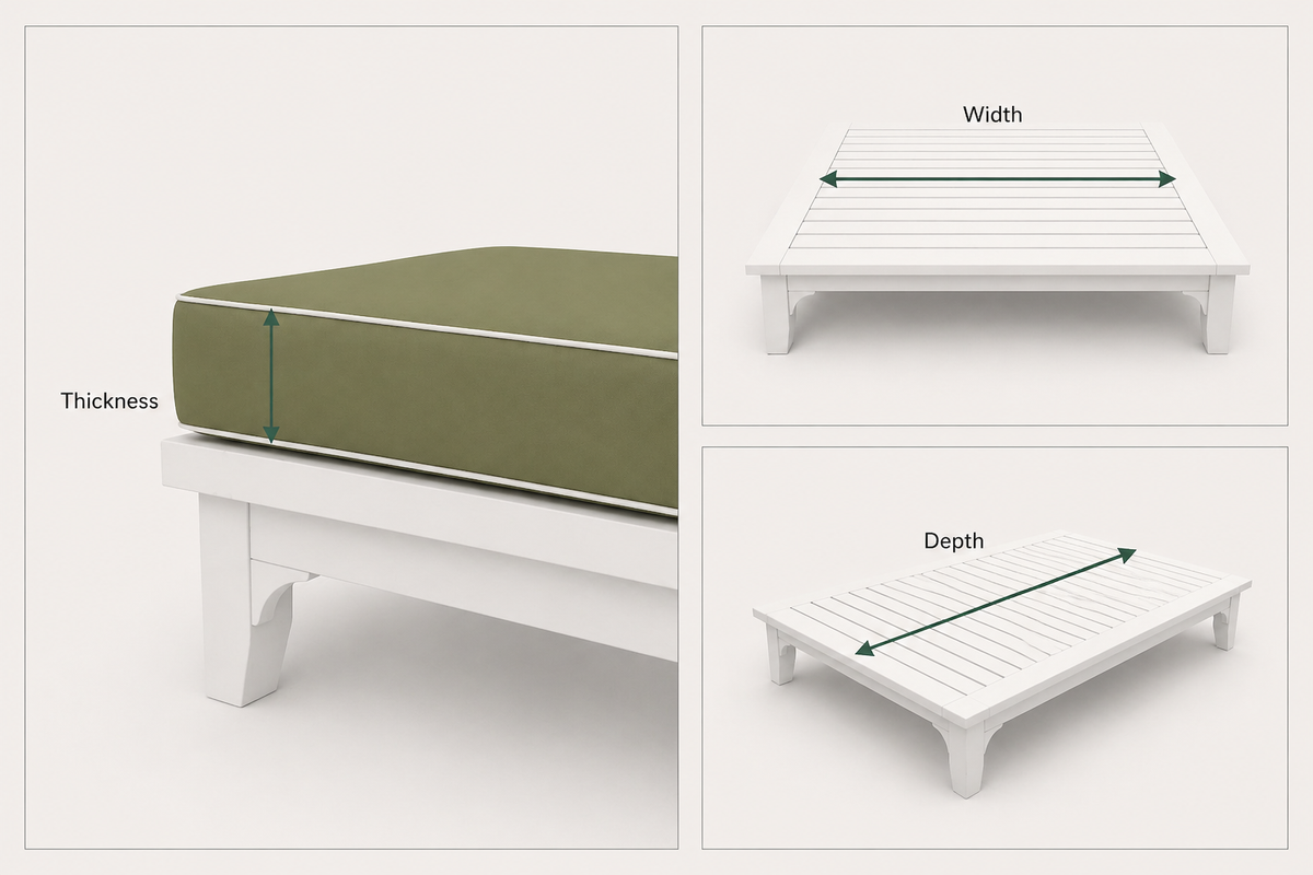 How To Measure Your Daybed For A Custom Cushion measurement diagram