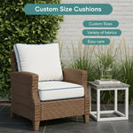 Square custom made outdoor cushions – exact size and fabric for any outdoor furniture