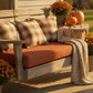 Bench cushion in forest green on outdoor patio – custom size weather-resistant fabric