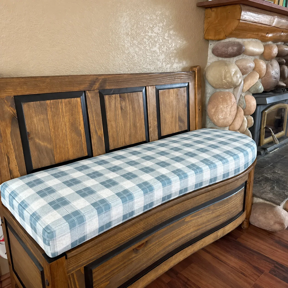 Custom Round-End Bench Cushion — One Rounded End, Any Size & Fabric
