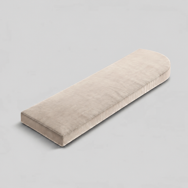 Custom Round-End Bench Cushion — One Rounded End, Any Size & Fabric