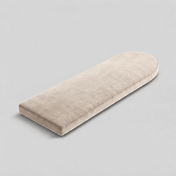 Custom Bench Cushion with Angled Rounded End — Any Size & Fabric