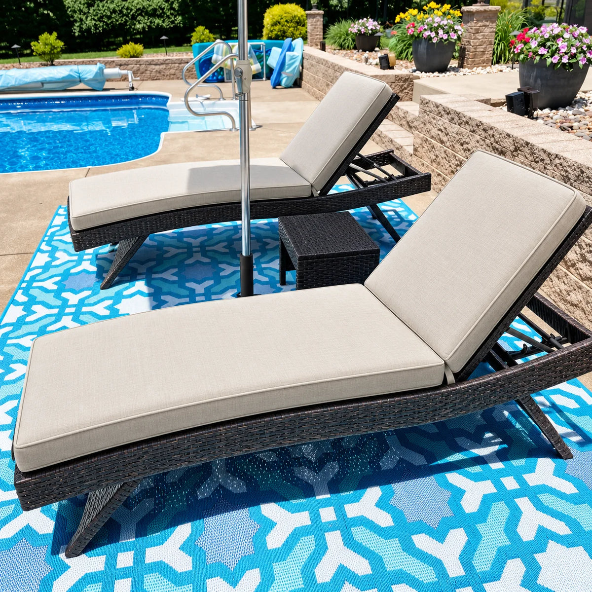 Wicker Chaise Lounge Cushions — Custom Replacement, Any Size
