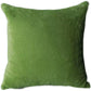 Close-up of soft double-sided faux fur texture on forest green throw pillow cover