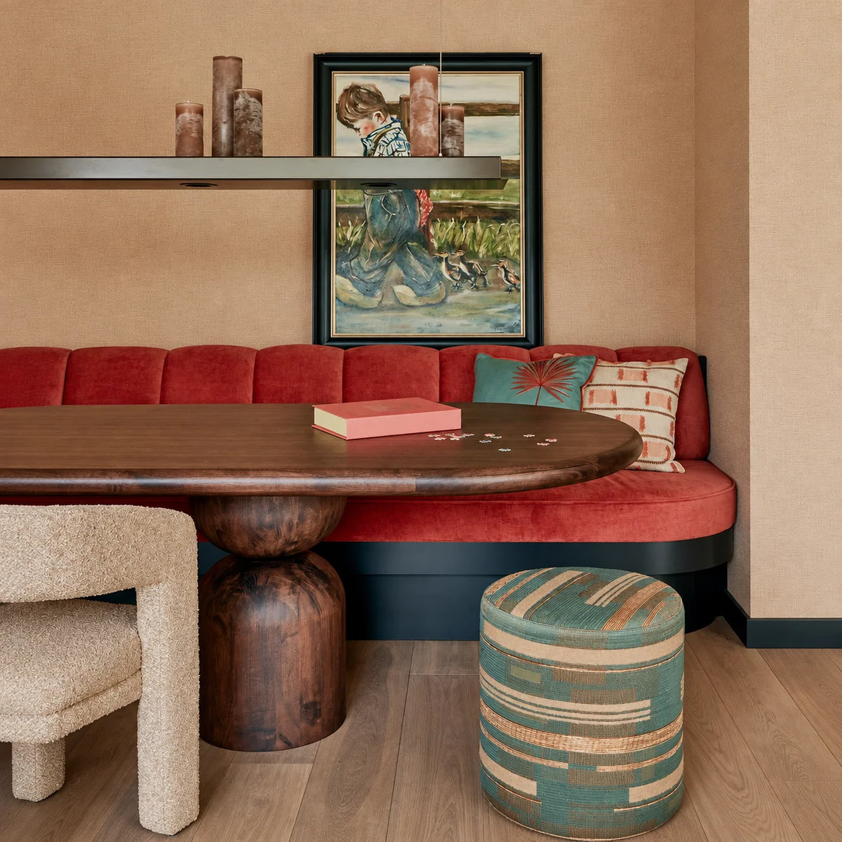 Custom Round-End Bench Cushion — One Rounded End, Any Size & Fabric
