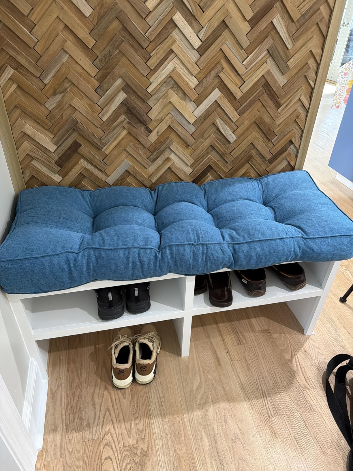 Cushion for mudroom bench – custom size stain-resistant entryway bench pad