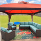Custom aqua outdoor sectional cushions for a wicker patio set