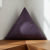 Custom Equilateral Triangle Cushions in a cozy living room setting, emphasizing their unique shape and vibrant color.