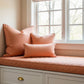 Custom rectangle window seat cushion pad in soft fabric, cut to exact size for a straight window bench