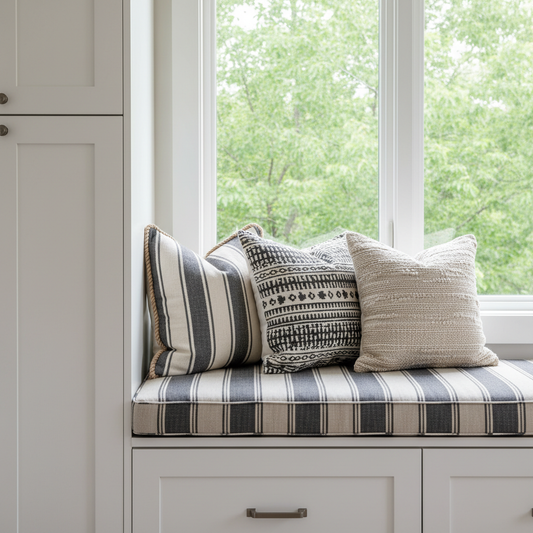 Custom Seat Cushions with vibrant colors and soft texture, ideal for enhancing any seating area.