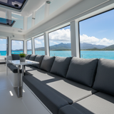 Custom Square/Rectangle Boat Seat Cushions in vibrant colors, designed for comfort and style on boats.