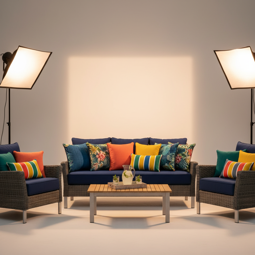 Customized Cushions For Outdoor Seat & Bench with vibrant colors and outdoor setting.