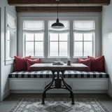 Deep cushion couch in a luxurious emerald green color, styled in an inviting living room with warm lighting.