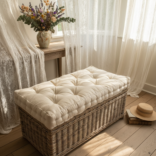 Luxurious deep seat outdoor cushions in navy blue and gray