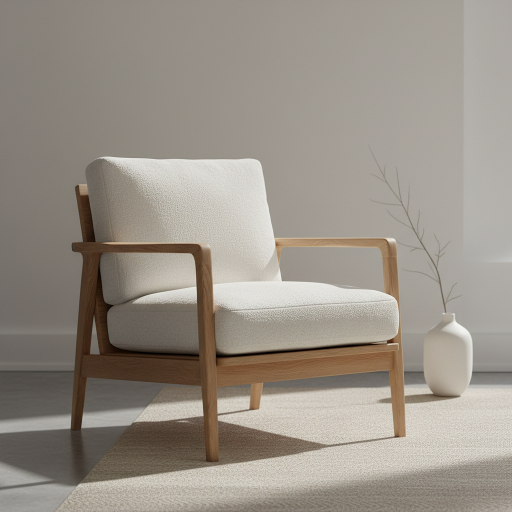 Rich navy blue deep seat loveseat with geometric patterns in a cozy living room setting