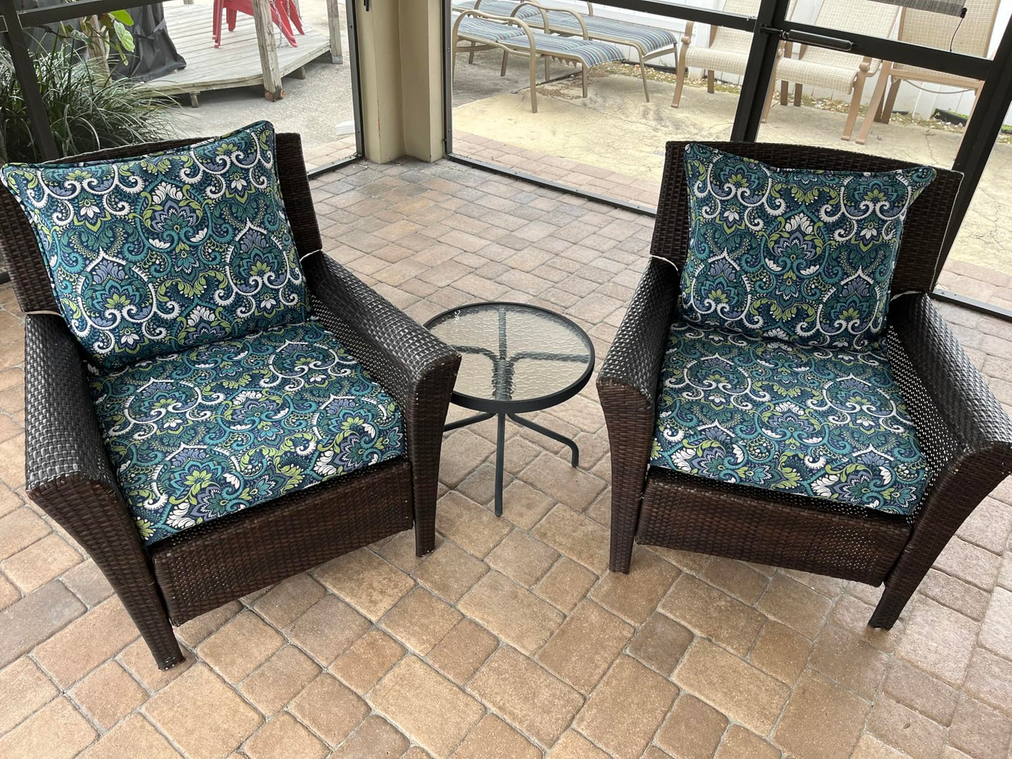 Custom outdoor deep seat cushion with flowers – weather-resistant couch cushion cover
